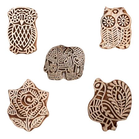 Set of 5 Piece New Mix Wooden Printing Block